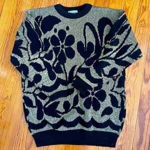 Jane Adams crewneck vintage sweater. Size Medium? Gold and Black.